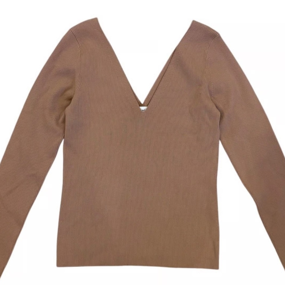 Wilfred Beige Ribbed Knit Top